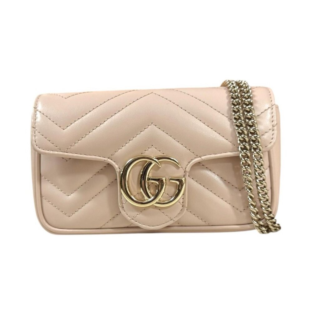 Gucci Quilted Super Bag GG Marmont Shoulder Leather Pink